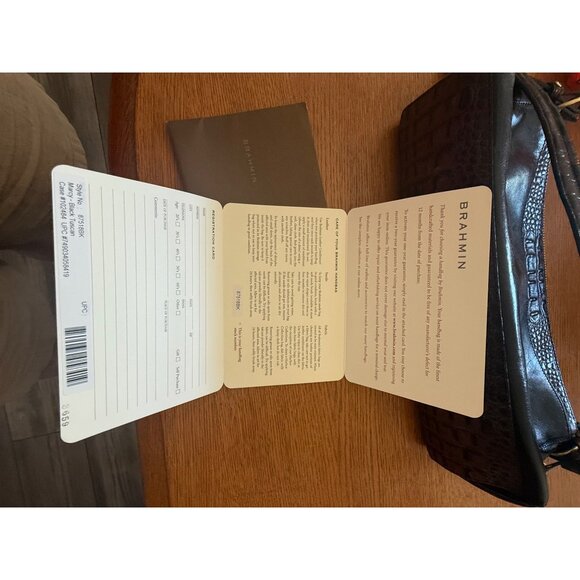 Brahmin Vintage Black and Brown Marcy Tuscan Croc Baguette Handbag - Picture 7 of 7